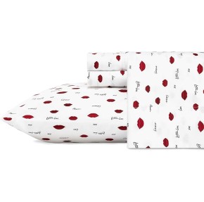 Twin Sheets, Soft & Lightweight Bedding, Fade & Wrinkle Resistant (Love Lips, Twin)