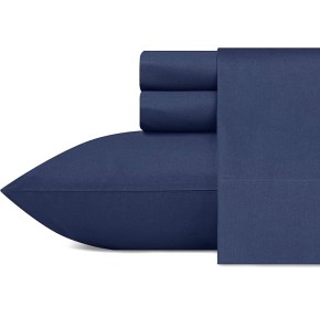 Twin XL Sheets, Cotton Percale Bedding Set, Crisp & Cool, Dorm Room Essentials (Captains Navy, Twin XL)