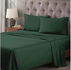 Egyptian Cotton Sheet Set Premium 400 Thread Count 100% Egyptian Cotton Solid Sheets Set Soft Sateen Weave Hotel Style 18" Deep Pocket Fitted Flat and Pillow Cases - King, Hunter Green