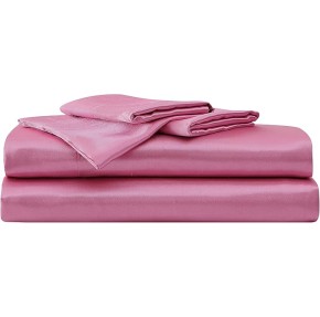 Twin Sheets, Luxurious Satin Bedding Set, Smooth & Silky Home Decor (Pink, Twin)