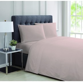 310 TC King 4 Piece Sheet and Pillowcase Set - Solid Sateen Collection - Blush