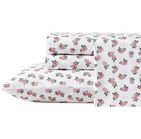 Twin Sheet Set, Cotton Percale Bedding Set, Crisp & Cool, Lightweight & Breathable (Teeny Tiny Roses, Twin)