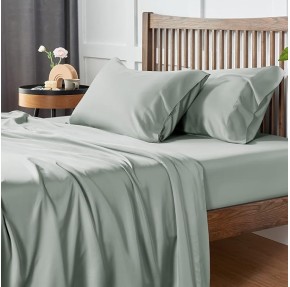 Cooling Sheets King Size, Rayon derived from Bamboo, Oeko-TEX Certified Luxuriously Soft & Cooling Silky Sheet Set - 16" Deep Pockets 4 Piece Bedding Sheets & Pillowcases，Sea Glass