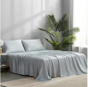 Bed Sheets Set Split King Size (5pc), Rayon Derived from Bamboo, Cooling Sheets with Fitted Deep Pockets, Hotel Luxury Bedding Sheets & Pillowcases