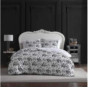 Twin Duvet Cover, Soft Bedding Set with Matching Shams, Floral Home Decor (Betseys Toile Black, Twin)