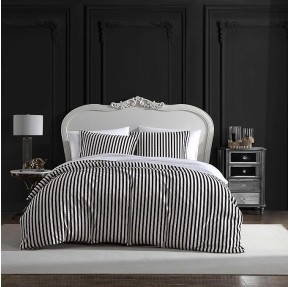 Twin Duvet Cover, Soft Bedding Set with Matching Shams, Chic Home Decor (Wonderland Stripe Black, Twin)