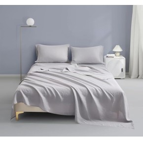 New Season Linen Sheets Set - 100% European Flax Linen Sheets Queen, Soft, Breathable & Durable Luxury 4 Pcs Set (1 Flat Sheet, 1 Fitted Sheet, 2 Pillowcases) (Queen, Grey)